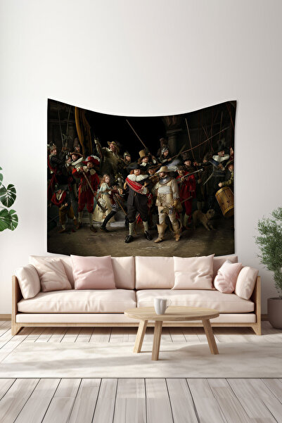 Moud's Covor de perete cu model Night Watch Rembrandt, tapiserie, țesătură cu...