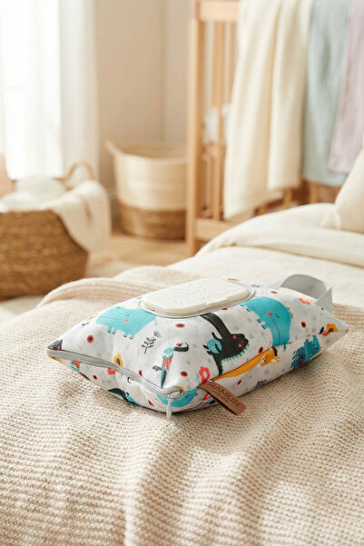 HAMUR Portable Mother Baby Zippered Wet Wipe Case with Strap Baby Stroller Cr...