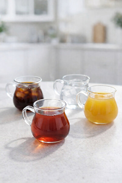 Kitchen Way Set of 4 200 ml Borosilicate Glass Almila Cups with Handles, Heat...