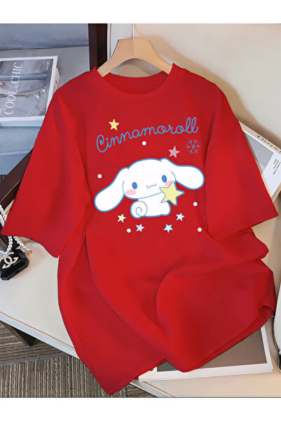 ELAN WEAR Rabbit Printed Oversize Women'S/Men's Unisex White Tshirt