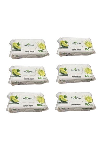 MADAM Pachet Servetele Multisuprafete cu lamaie - 100 buc x 6 buc