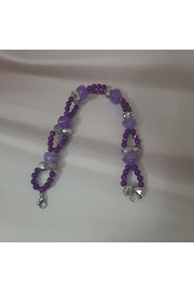 Butik Purple Glass Beads and Crystal Natural Stone Handmade Women's Bracelet ...