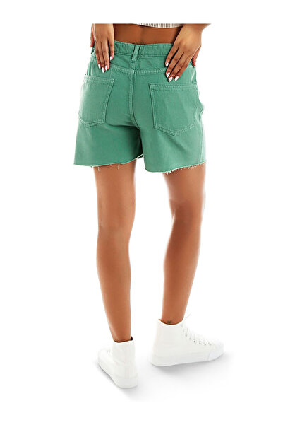 london Rag Women Green Raw Hem Denim Shorts