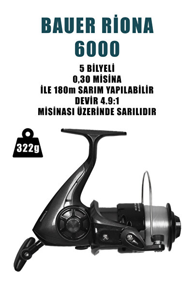 summitsport 2 Adet BAUER Riona 6000 5bb Olta Makinesi Misinalı Misina Sarılı Olta Makinesi