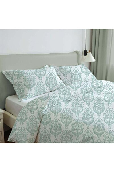 Generic Cottage 6pcs Aqua Damask Comforter Set Super King Size