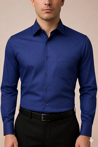 cathe cat Classic Cut Regular Fit Single Pocket Basic Easy Ironing Anti-Sweat...