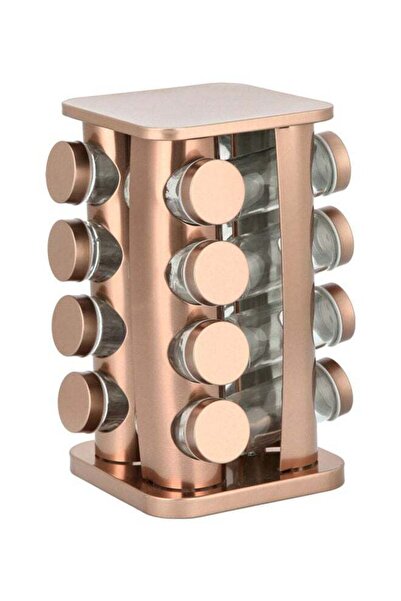 Generic ALBERTO 16-Piece Jars With Steel Rack Copper/Clear