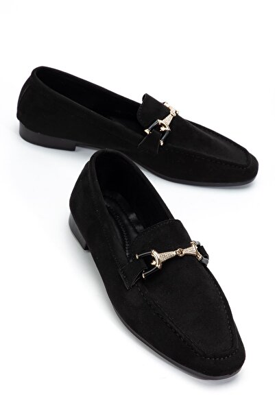 Hayalimdeki Ayakkabı Anna Women's Orthopedic Black Suede Ballerinas