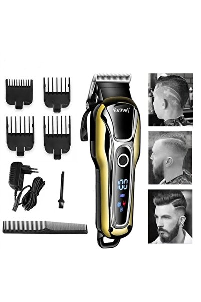 Kemei Professional Cordless Hair Clipper with LCD Display, Adjustable Blade a...