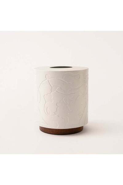 Generic Homez Bahja White Wood Cylindrical Tissue Box