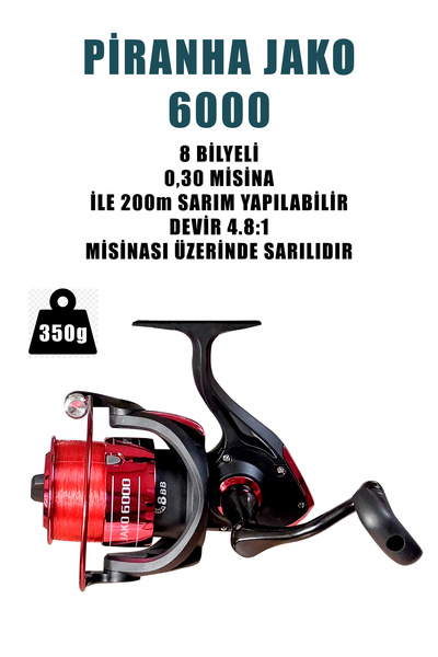 summitsport 2 Adet Jako 6000 Olta Makinesi Misinası Sarılı 8 Bilyeli