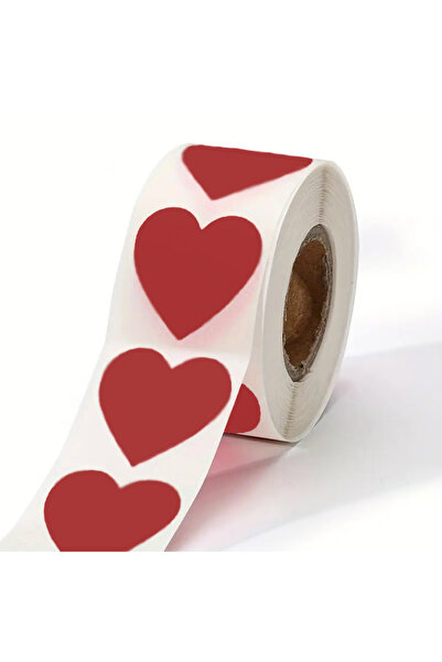 hdcw 500 ADET 2,5 cm RULO YAPIŞKANLI BORDO KALP STICKER ETİKET HEDİYE PAKETLEME
