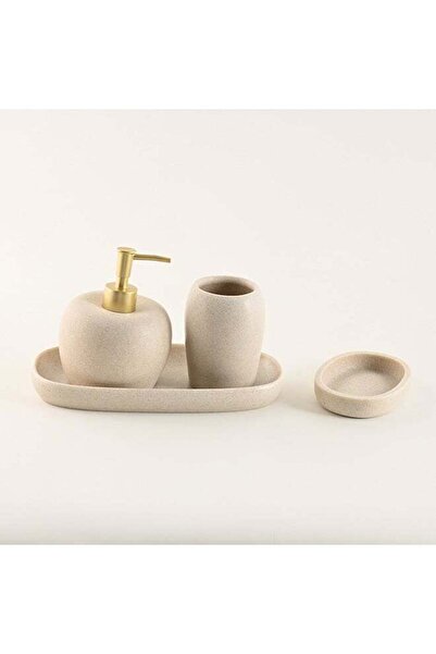 Generic Homez 4Pcs Resin Bathroom Accessories Set In Beige