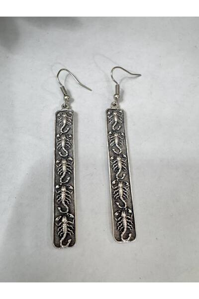 Yuchicly Long Rectangular Form Embossed Scorpion Figured Metal Dangle Earrings