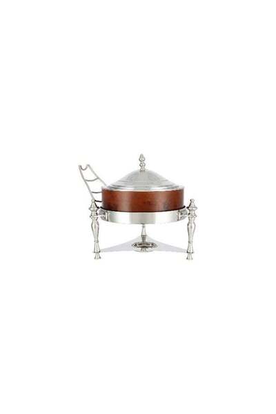 Generic La Mesa Woood Pot Chafing Dish With Side Hanger - 3L - Nickel Plated
