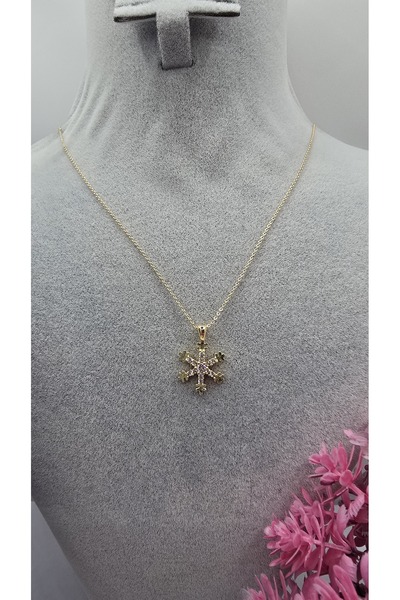 ahsenaksesuar2025 Snowflake Figured Gold Color Sparkling Zircon Stone Non-Tar...