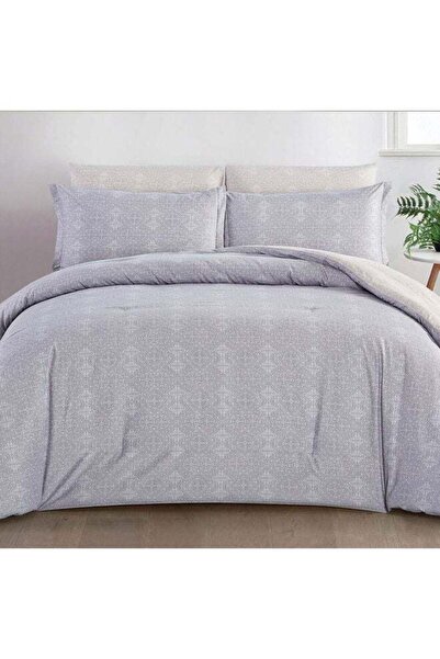 Generic 6-Piece Ivory Comforter Set King Size Microfiber Grey/White 250x230cm