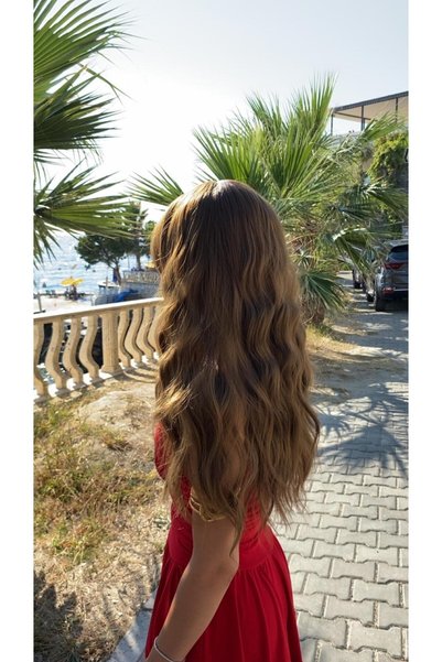 Nurdan Trend Peruk Wavy Riveted Fiber Synthetic Medium Wig - Brown