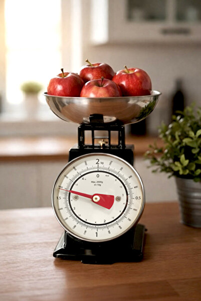 Kitchen Life 90’s Style Retro Analog Mutfak Terazisi 2 kg kapasiteli Mutfak T...