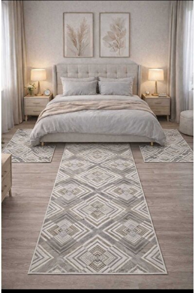 AKSU MAVİ GRİ YIKANABİLİR MODERN KAYMAZ TABAN YATAK ODASI ANTRE HOL TAKIMI 3L...