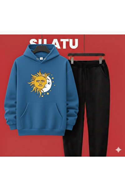 TUNWEX Unisex Hooded Sun Moon Black 2-Piece Set