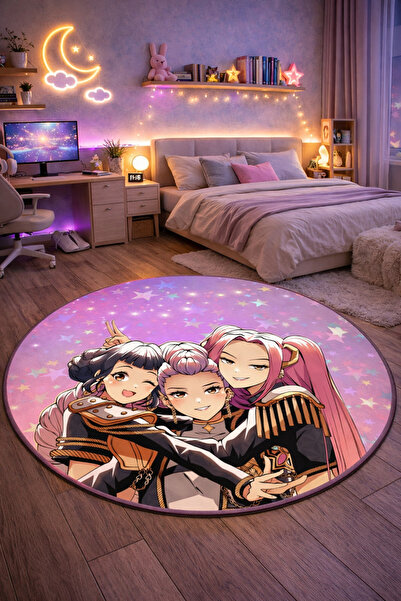 RUGRUMBA Covor pentru cameră pentru adolescenți, cu tematică K-Pop Demon Hunt...