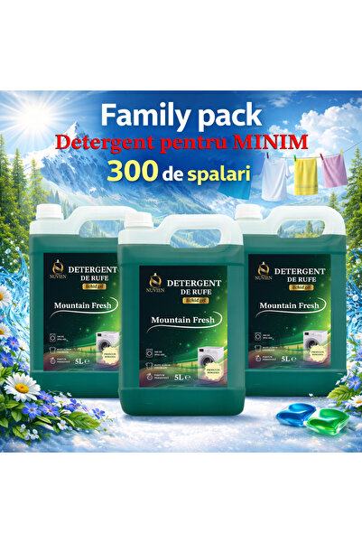 Nuvien Family Pack Detergent Mountain Fresh 3 x 5L cu Bicarbonat