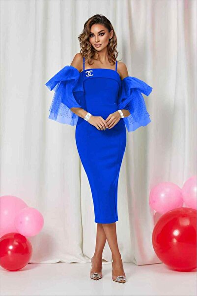 Chanttal ELEGANT DRESS WITH GIFT BROOCH