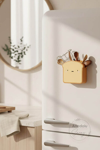 Anadolu Saray حامل ملعقة مغناطيسي لتنظيم المطبخ على شكل شريحة خبز لطيفة مع حا...