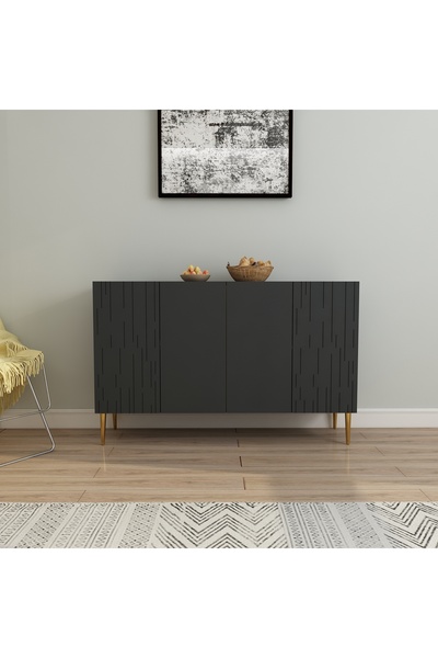 morepp Alben 120 cm konsol, tv ünitesi, çok amaçlı dolap | Antrasit-Altın