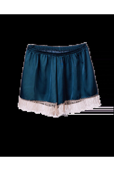 Noblesse Oblige Petrol Blue Silk Shorts, L,