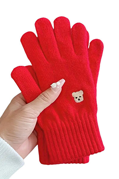 EFAYN.RO Women's gloves, classic warm model, accessorized with a teddy bear, ...