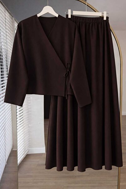 Giyim Gezegeni Kimono Top & Long Skirt Double Set Women's Double Fabric |   4...