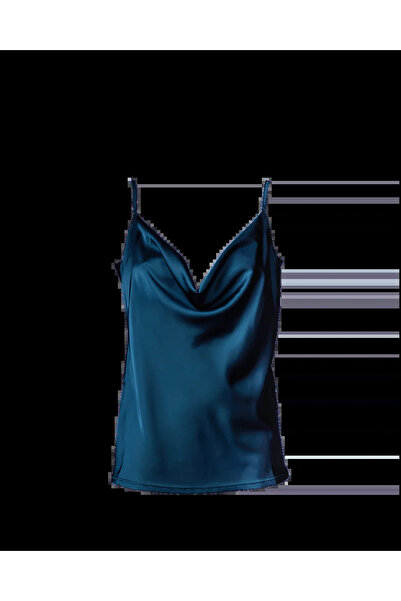 Noblesse Oblige Simple silk top Luna Petrol blue, M,