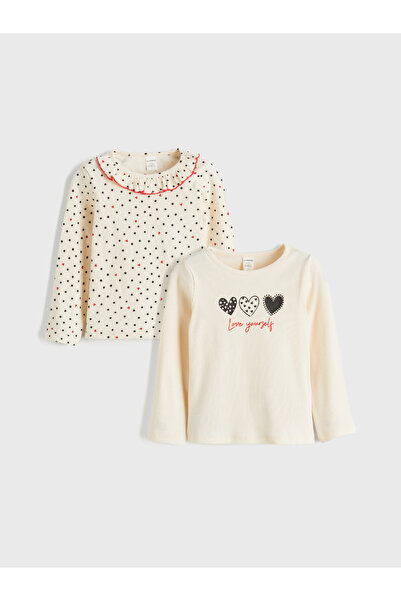 LC Waikiki Tricou cu mânecă lungă pentru fete, pachet de 2