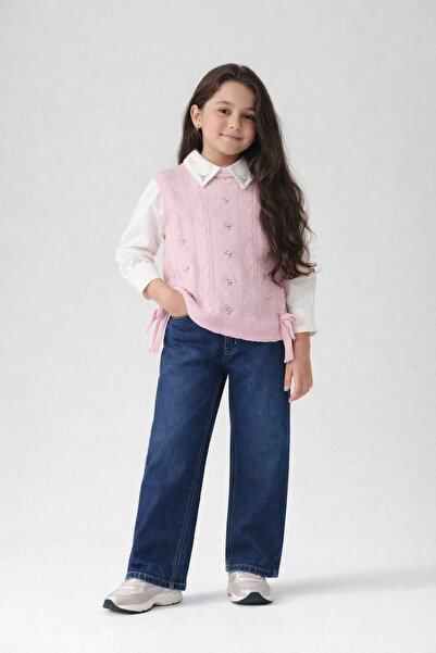 misselittle Κοριτσίστικο σετ 3 τεμαχίων για γιορτές, πλεκτό πουλόβερ, πουκάμι...