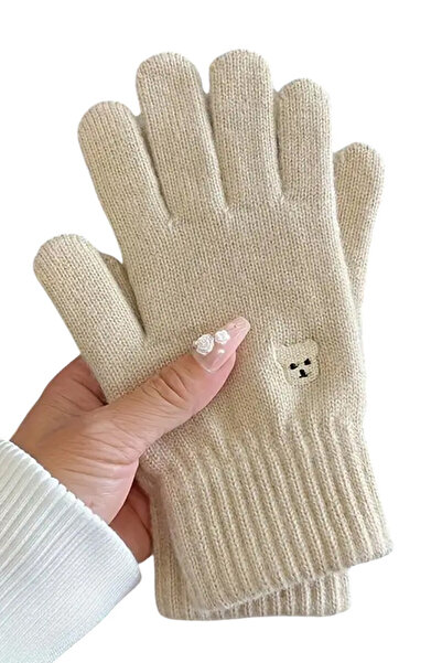 EFAYN.RO Women's gloves, classic warm model, accessorized with a teddy bear, ...