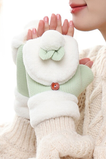 EFAYN.RO Women's and teenage gloves, bare finger model, cap with watercress g...