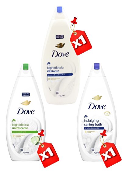Dove GEL DE DUȘ 750ML Hidratant X1 + 750ML RĂCORITOARE X1 + 720ML RĂSFĂȚARE X1