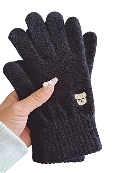 EFAYN.RO Women's gloves, classic warm model, accessorized with a teddy bear, ...
