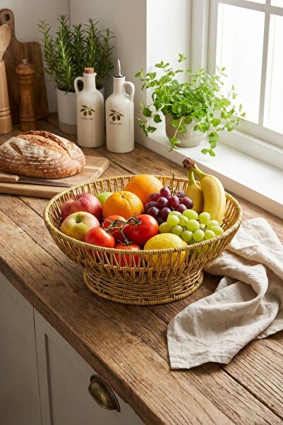 Buffer ®   وعاء تقديم من البلاستيك والخيزران مقاس 31 سم - ذو مظهر طبيعي من ال...