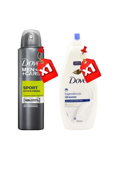 Dove 250ML MEN SPORT ACTIVE FRESH X1 + 750ML Moisturizing GEL X1