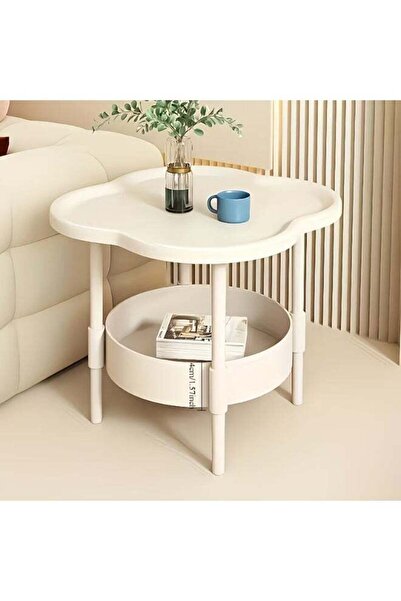 Türkiye Elegant Two-Tier Side Table with Tray Top Design, Stable Metal Frame,...