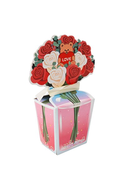 Craftup Gift box with rose bouquet and teddy bear (set of 10 pcs)