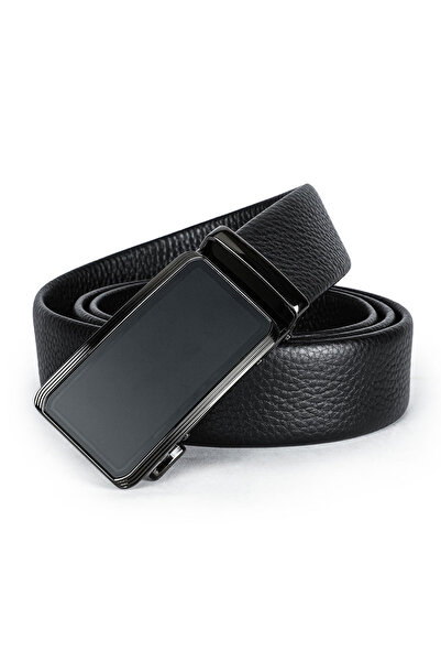 Busy Lady&Gentleman Curea din piele naturală , cataramă automată, neagră moale