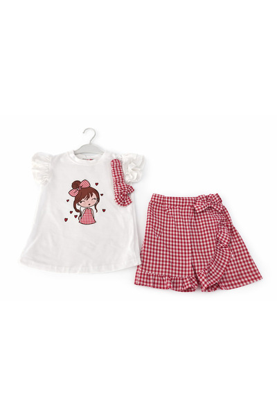 Jaju Baby Σετ μπλουζάκι με στάμπα και σορτς με βολάν για κορίτσια