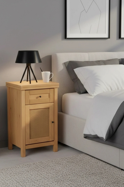 ŞafakMobilya Altea Rattan Detaylı Masif Komodin