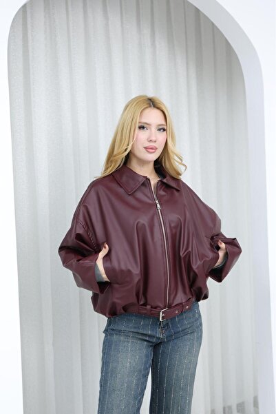 ONE SNOWFLAKE Νέα σεζόν Faux Oversize Bomber Δερμάτινο μπουφάν