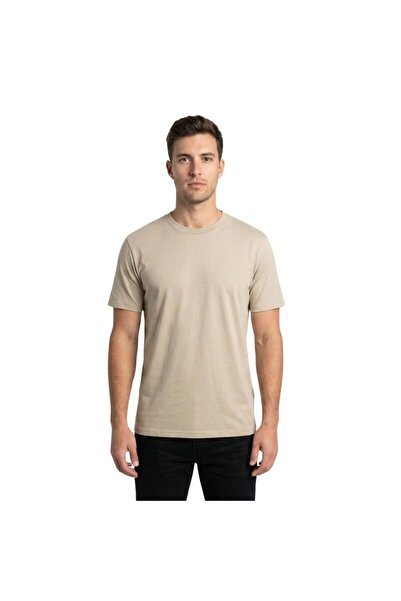 trender Tricou bărbătesc cu guler rotund din jerseu simplu 2020-1 BEJ