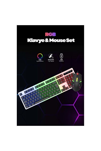 TTT Kablolu Işıklı Gaming Standart Türkçe Q Klavye Ve Mouse Seti